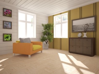 white interior design of modern home. Scandinavian interior