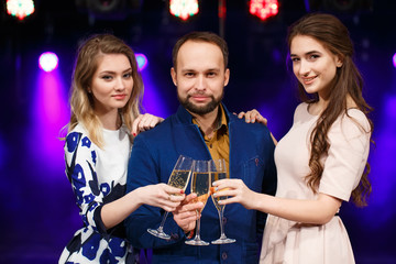 Party, holidays, celebration, nightlife and people concept - smi