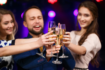 Party, holidays, celebration, nightlife and people concept - smi