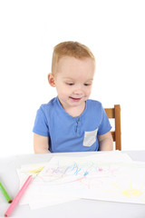 Little boy is drawing the picture