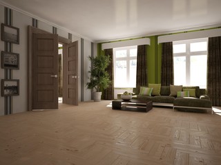 white interior design of modern home. Scandinavian interior