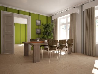 white interior design of modern home. Scandinavian interior