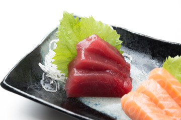 sashimi plate with salmon and tuna