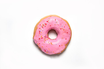 Delicious donuts with icing isolated on white