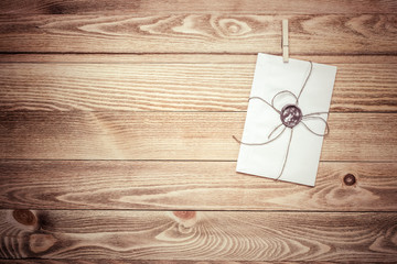 Fototapeta premium Mail envelope on rope