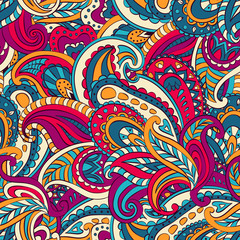 Seamless Paisley background Hand Drawn Pattern