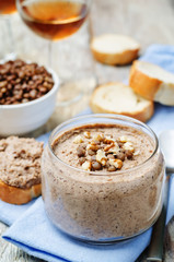 Mushrooms walnuts green lentil pate