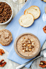 Mushrooms walnuts green lentil pate