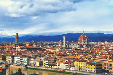 Fototapeta na wymiar Aerial view of Cathedral Santa Maria del Fiore, Florence