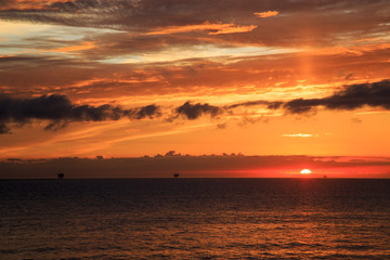 Brilliant sunset at El Capitan state beach, Ventura California