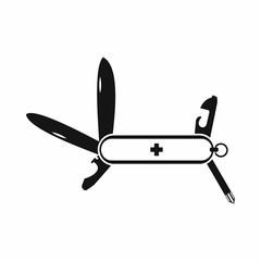 Swiss multipurpose knife icon, simple style