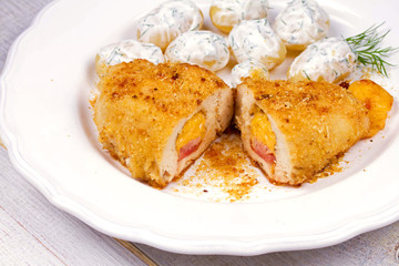 Chicken Breasts Stuffed with Cheese and Ham