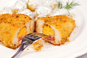 Chicken Breasts Stuffed with Cheese and Ham