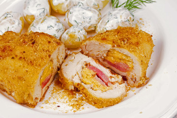 Chicken Breasts Stuffed with Cheese and Ham