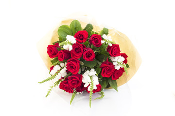 Naklejka premium Bouquet of Red Roses Isolated on White