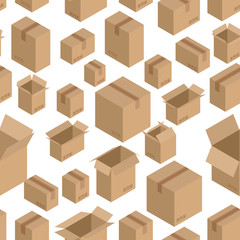 Fototapeta premium Cardboard box seamless pattern. Paper packaging background