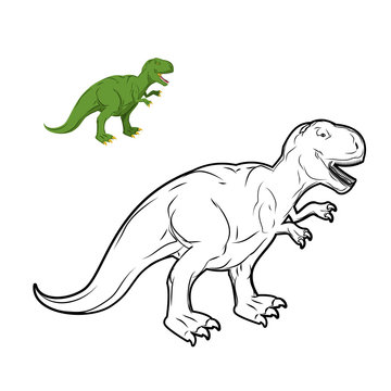 Tyrannosaurus Rex dinosaur coloring book. Prehistoric reptile li