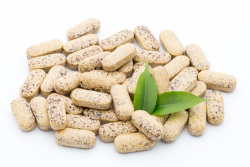 Alternative Medicine. Vitamin capsules. Homeopathic supplement.