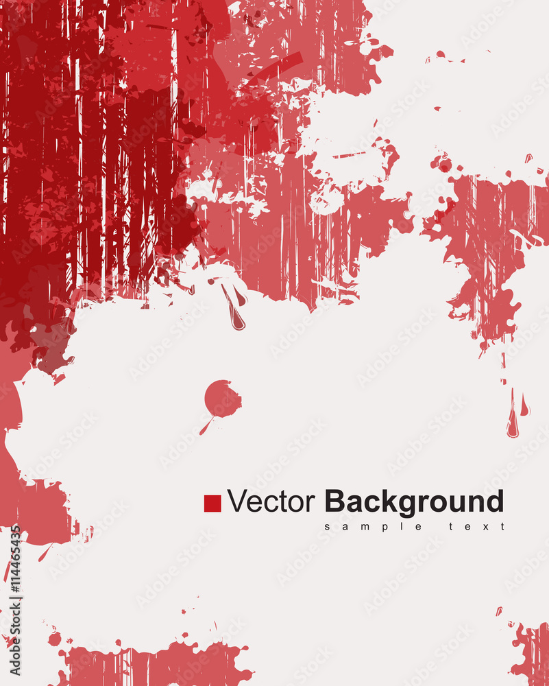 Poster abstract background with colorful red ink splashes