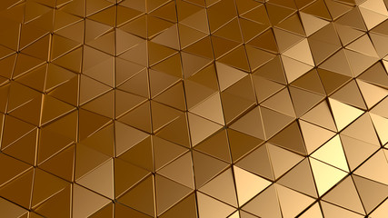 Abstract random rotate gold triangular background, luxury gold pattern.