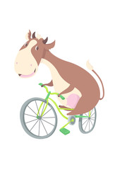 Cow on a bicycle (brown)