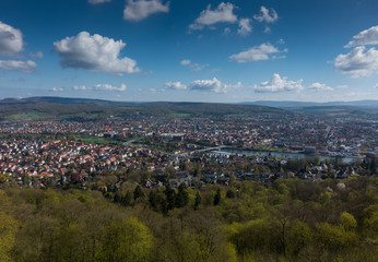 Fototapeta na wymiar City Hamelin from aerial viewpoint ,Germany