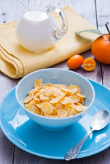 Healthy breakfast with corn flakes