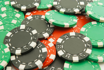 black, red and green chips