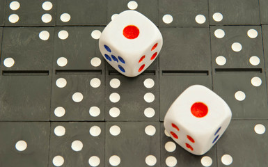 background of dominoes and dices