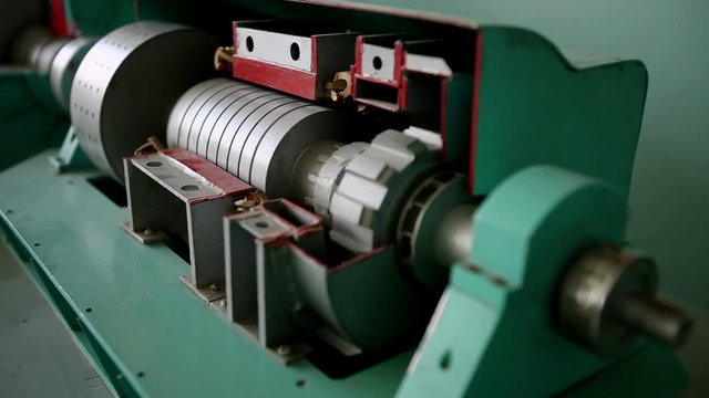 A nuclear power station. A training model of a steam turbine.