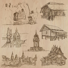 Architecture and Famous Places. Vector pack.