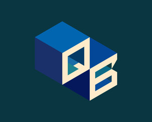 Fototapeta premium QB isometric 3D letter logo. three-dimensional stock vector alphabet font typography design.