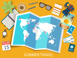 Summer travel. Flat design.