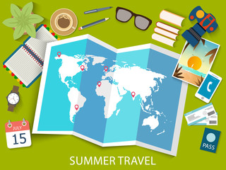 Summer travel. Flat design.