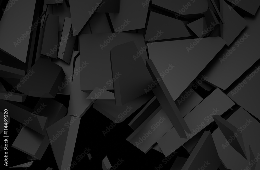 Poster abstract 3d rendering of cracked surface. background with broken shape. wall destruction. explosion 