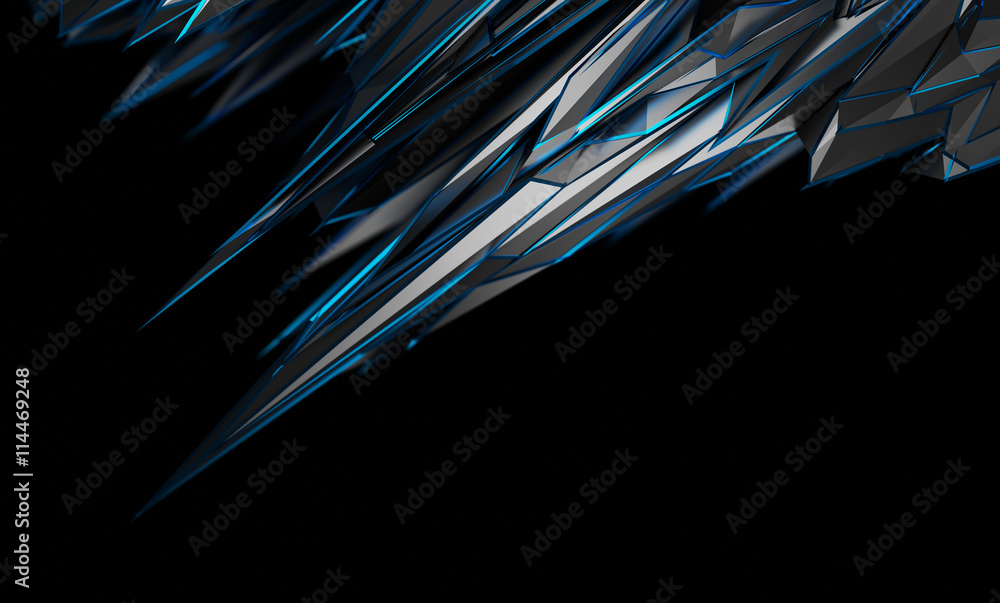 Poster abstract 3d rendering of chaotic surface. background with futuristic polygonal shape. noisy low poly
