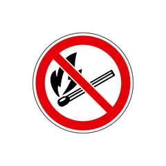 STOP! No flame sign. Vector. The icon with a red sign on a white background. For any use. Warns.