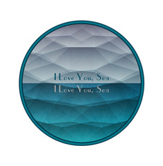 Creative background. Polygonal sea in a round frame. Futuristic style. Size A4. Vector illustration, eps10