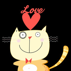 illustration with love cat