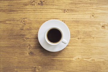 Coffee on desk topview