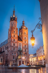 Fototapeta na wymiar Romantic square Krakow on night