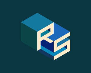 RS isometric 3D letter logo. three-dimensional stock vector alphabet font typography design.