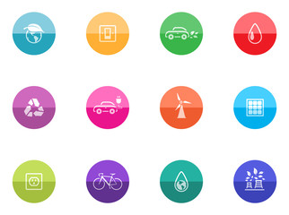 Environment icon series in color circles.
