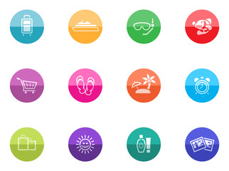 Travel icon set in duo tone color style.