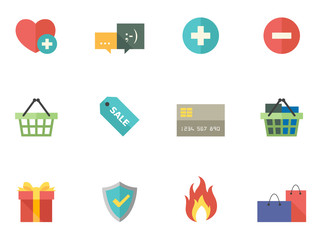 Ecommerce icon series in flat color style.