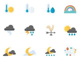 More weather icon series in flat color style.