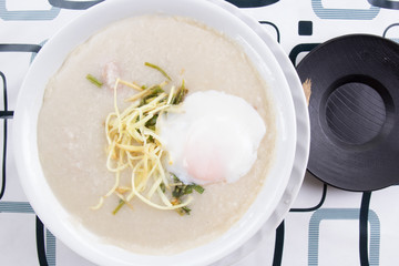 chinese porridge rice gruel in bowl