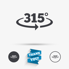Angle 315 degrees sign icon. Geometry math symbol