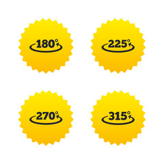 Angle degrees icons. Geometry math signs.