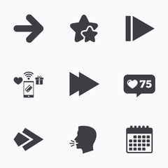 Arrow icons. Next navigation signs symbols.